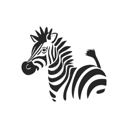 Téléchargez les illustrations : Logo simple noir et blanc avec singe esthétique et mignon. - en licence libre de droit
