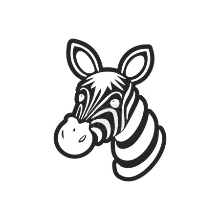 Téléchargez les illustrations : Logo de base noir et blanc avec joli et mignon singe. - en licence libre de droit