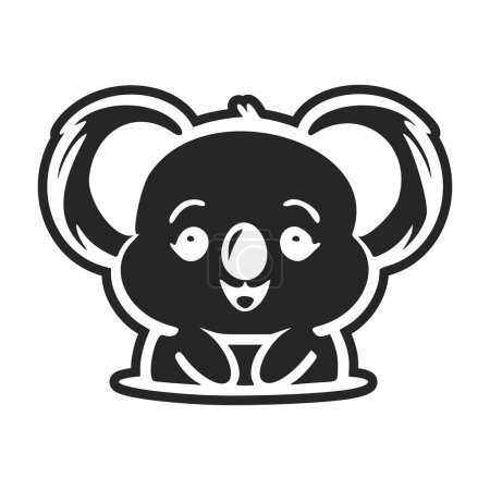 Téléchargez les illustrations : Logo Light noir et blanc avec koala esthétique et mignon. - en licence libre de droit