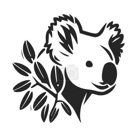 Téléchargez les illustrations : Logo simple noir et blanc avec beau koala - en licence libre de droit