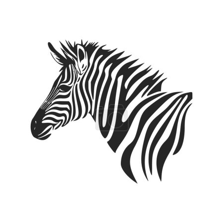 Téléchargez les illustrations : Logo de base noir et blanc avec charmant zèbre - en licence libre de droit