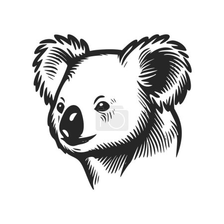 Téléchargez les illustrations : Logo simple noir et blanc avec koala attrayant - en licence libre de droit