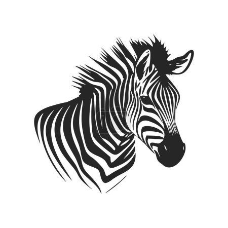 Téléchargez les illustrations : Logo simple noir et blanc avec charmant zèbre - en licence libre de droit