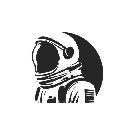 Illustration for Black and white vector astronaut logo. - Royalty Free Image