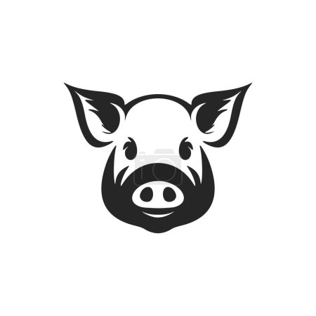 Ilustración de Crea un sofisticado logotipo de cerdo blanco y negro para tu marca. - Imagen libre de derechos