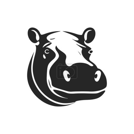 Ilustración de Un logotipo elegante de un hipopótamo, en blanco y negro, para su marca. - Imagen libre de derechos