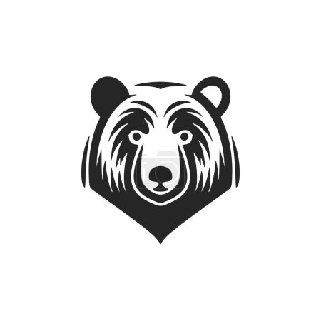 Téléchargez les illustrations : L'élégance abonde dans ce logo vectoriel ours noir et blanc. - en licence libre de droit