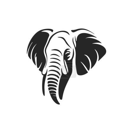 Ilustración de Hermoso emblema de elefante blanco y negro para agregar sofisticación a su marca. - Imagen libre de derechos