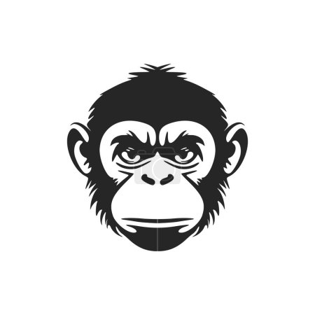 Ilustración de Un diseño atemporal del logotipo de un mono blanco y negro para darle a tu marca un aspecto sofisticado. - Imagen libre de derechos