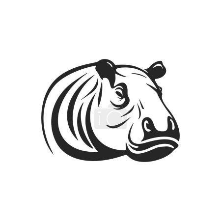 Ilustración de Un elegante logotipo de hipopótamo blanco y negro para su marca perfecto para hacer una impresión audaz. - Imagen libre de derechos