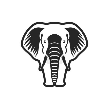 Ilustración de Logo de elefante blanco y negro que emana elegancia, perfecto para su marca. - Imagen libre de derechos