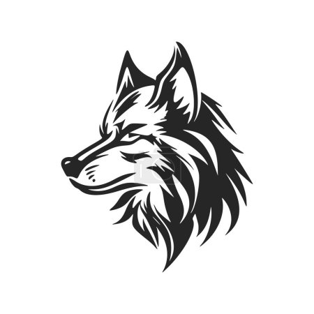 Illustration for Eyecatching bandw wolf logo vect. Ideal for giving a brand a timeless and sophisticated touch. - Royalty Free Image