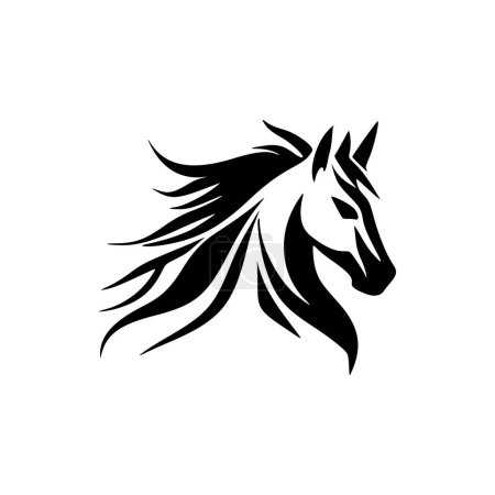 Téléchargez les illustrations : Logo d'un cheval vecteur en noir et blanc. - en licence libre de droit
