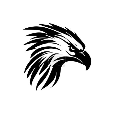 Téléchargez les illustrations : Logo aigle en noir et blanc représenté par une image vectorielle. - en licence libre de droit