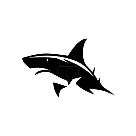 Logo vectorial con un tiburón blanco y negro.