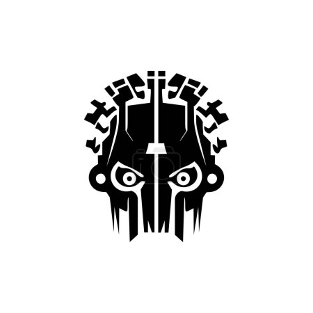 Illustration pour Logo vectoriel d'un robot noir et blanc. - image libre de droit
