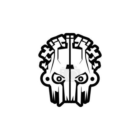Illustration pour Logo vectoriel avec robot noir et blanc. - image libre de droit
