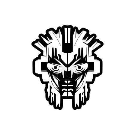 Ilustración de Logotipo robot blanco y negro vectorado - Imagen libre de derechos
