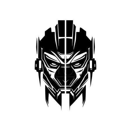Illustration for Robot logo composed of black and white vector graphics. - Royalty Free Image