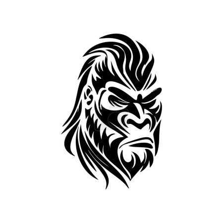 Illustration for Vector logo of a monkey in black and white. - Royalty Free Image