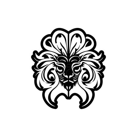 Ilustración de Logotipo de un león en vector blanco y negro. - Imagen libre de derechos
