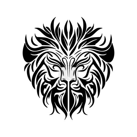 Ilustración de Logotipo del vector león en blanco y negro. - Imagen libre de derechos