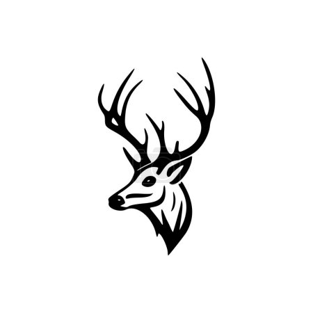 Scenic deer vector logo, in charming black and white.