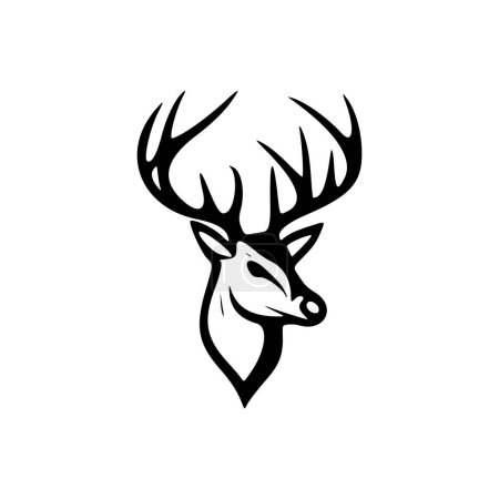 Logo vectorial de un ciervo en blanco y negro con un estilo minimalista.