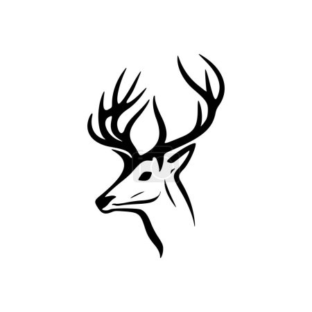 Ilustración de .Un simple logotipo de venado vector blanco y negro. - Imagen libre de derechos