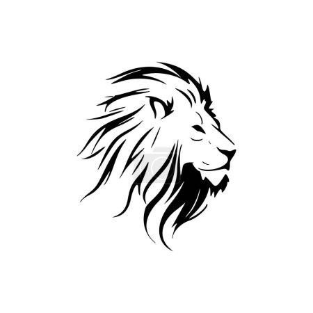 Ilustración de Logo vector vibrante león en blanco y negro contorno. - Imagen libre de derechos