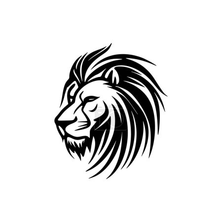 Ilustración de Logotipo de un león en blanco y negro, diseño de vector simple. - Imagen libre de derechos