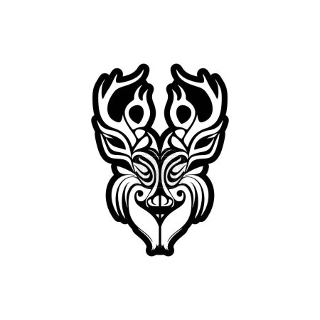 Illustration for Vector logo featuring a black and white deer illustration. - Royalty Free Image