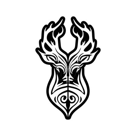 Ilustración de Logo vectorial de ciervo blanco y negro, minimalista y simplista. - Imagen libre de derechos