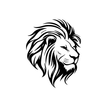 Logo vectoriel d'un lion en noir et blanc, un design simple.