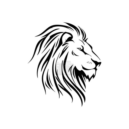 White and black vector lion logo with simple design.