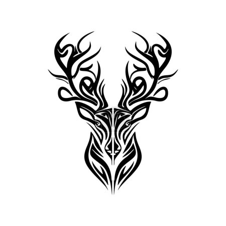 Ilustración de Logotipo de venado vector minimalista en blanco y negro. - Imagen libre de derechos