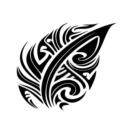 Ilustración de Diseño de tatuaje polinesio en blanco y negro - Imagen libre de derechos