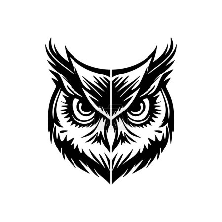 Illustration for Logo of an owl in a monochrome vector style, simple yet striking. - Royalty Free Image