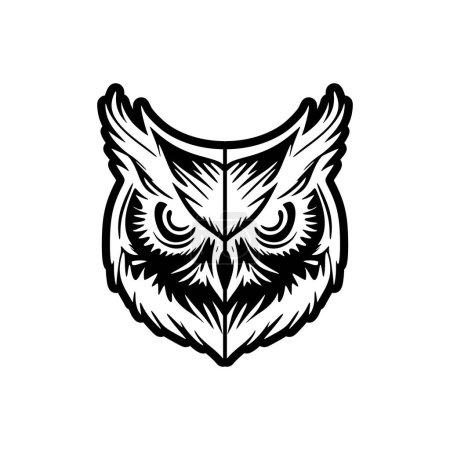 Illustration for Vector logo of an owl in black and white with a minimalist design. - Royalty Free Image