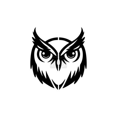 Ilustración de Un logotipo vectorial blanco y negro de un búho, mantenido simple. - Imagen libre de derechos