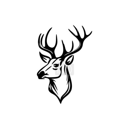 Logotipo de un ciervo vector en blanco y negro, diseño sin complicaciones.