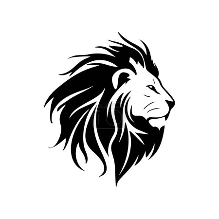 Illustration for Minimalist lion logo in black and white style vector. - Royalty Free Image