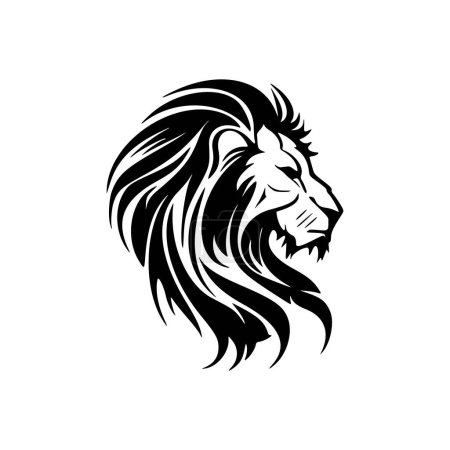 Vector logo of a black and white lion, simple and bold.