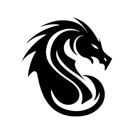 Ilustración de Un logotipo que tiene una imagen de un dragón, que se ve limpio y de moda, utilizando principalmente colores en blanco y negro. Ilustración vectorial. - Imagen libre de derechos