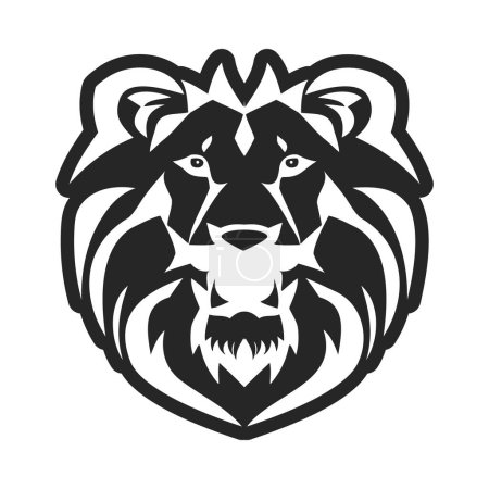 Ilustración de Un logotipo que tiene un león blanco y negro que es simple y se ve muy básico. Ilustración vectorial. - Imagen libre de derechos