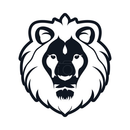 Ilustración de El logotipo tiene un león en colores blanco y negro, que es simple y llano. Ilustración vectorial. - Imagen libre de derechos
