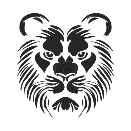Ilustración de El logotipo muestra una imagen de león que es solo en blanco y negro. El león es simple y no llamativo. Ilustración vectorial. - Imagen libre de derechos