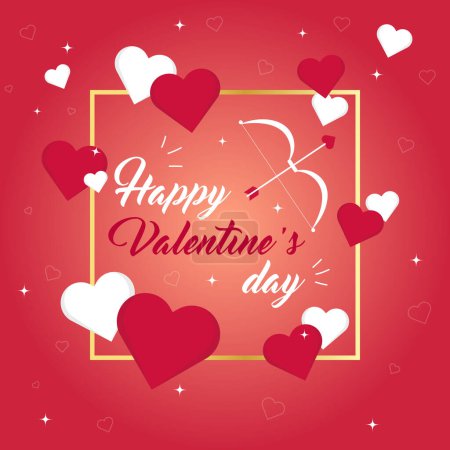 Ilustración de Feliz cartel del Día de San Valentín. Ilustración vectorial. - Imagen libre de derechos