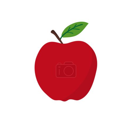 Illustrazione per Icona piatta mela rossa isolata su sfondo bianco. Icona della frutta. - Immagini Royalty Free