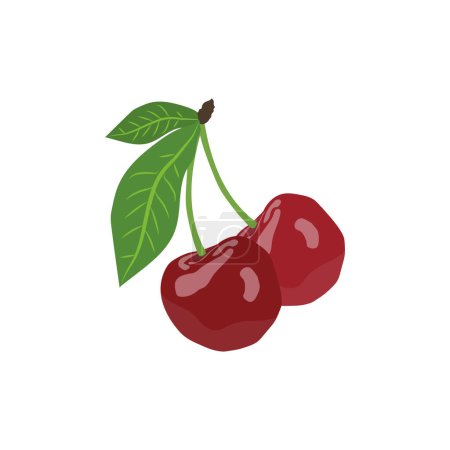 Illustration for Flat icon cherry isolated on white background. Vector illustration. - Royalty Free Image
